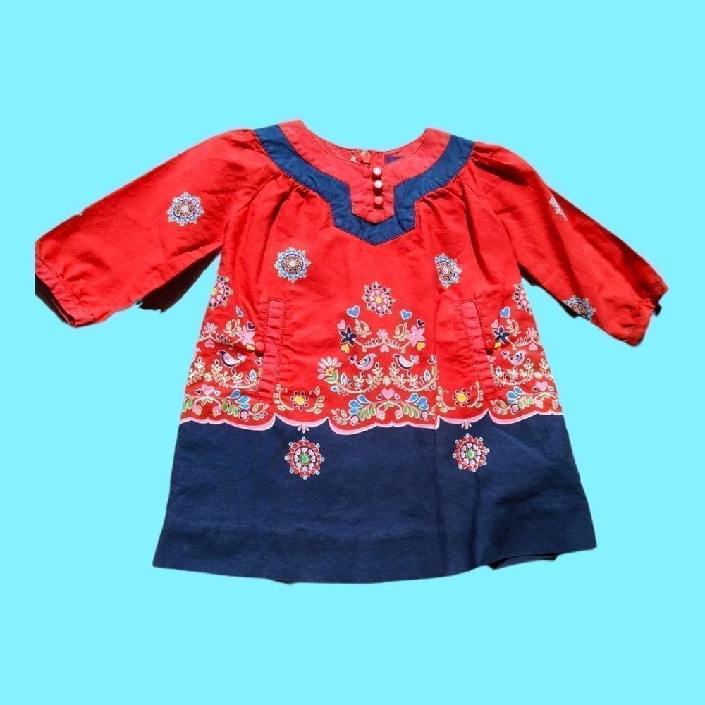 Vintage Baby Gap 3-6 month Dress w/pockets Floral, Bird, Mandala Design